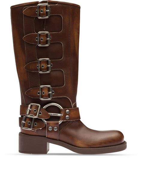 miu miu brown boot|miu biker boots.